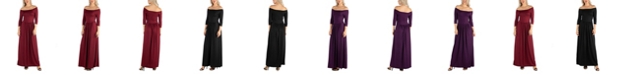 24seven Comfort Apparel Women's Off Shoulder Pleated Waist Maxi Dress